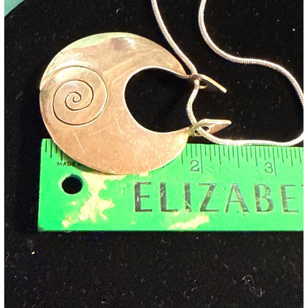 Vintage Dominique Dinouart 925 Sterling Silver Spiral Pendant Designer Necklace - Picture 6 of 13